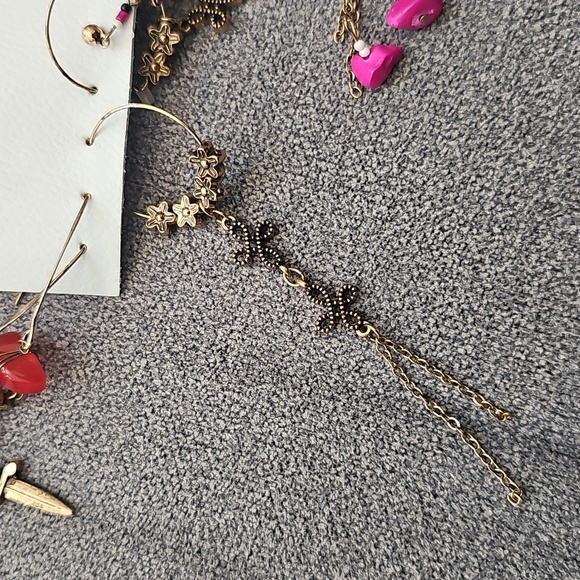 NWT Free People Siren Hoops Earrings Set 3 Pairs Gold Tone Dangle - Picture 4 of 6